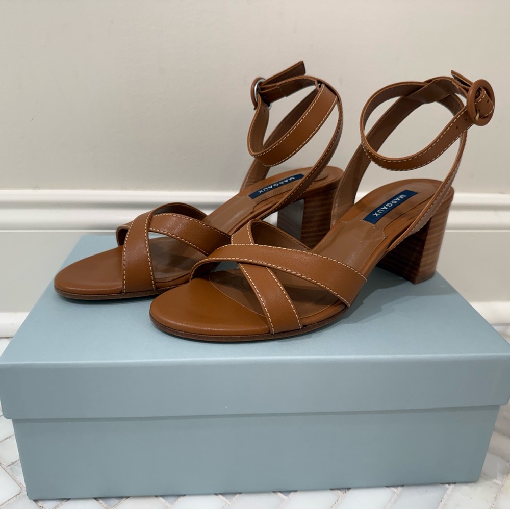 Margaux NY The City Sandal Nappa Saddle US size 8 M EU 38 Excellent condition! - Picture 2 of 7